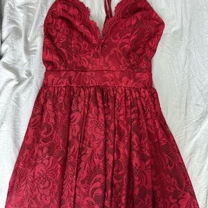 Love Culture Vibrant Red Lace Maxi Dress (used)